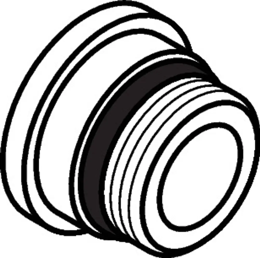 Anschlussnippel in runder Form mit Gewinde und Dichtung, typisches Element von Hansgrohe, zur Verbindung von Wasserleitungen oder Armaturen.